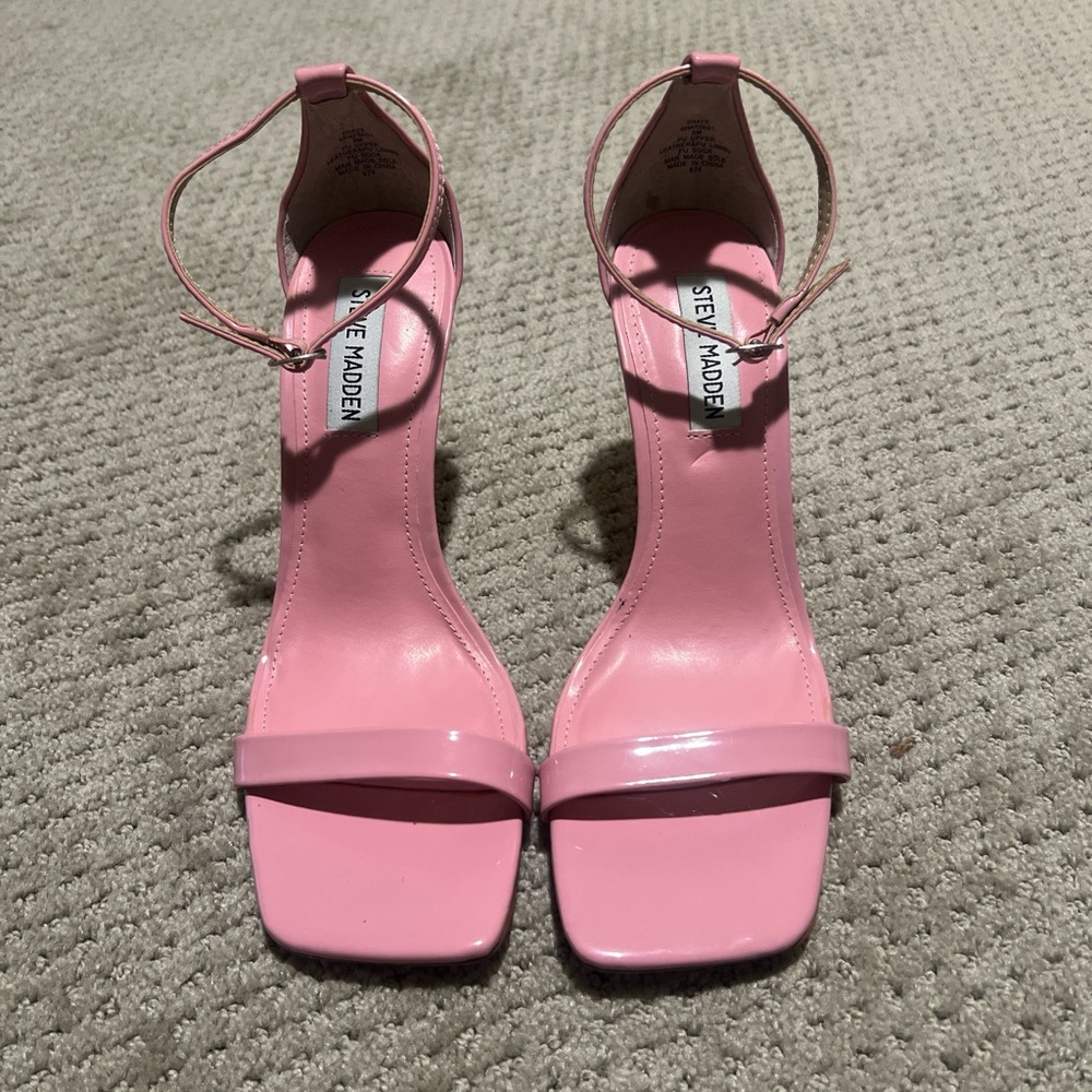 Steve Madden SHAYE Patent Blush Pink Strappy Heels